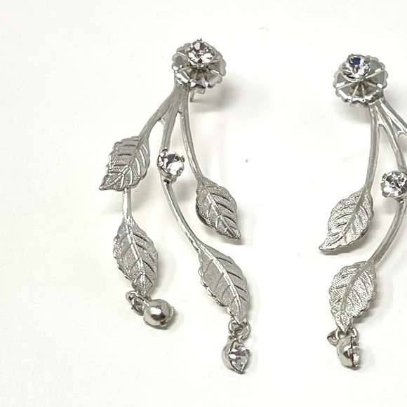 New Anthropologie BHLDN Miss Ellie Silver Leaf Drop Earrings - Picture 3 of 6
